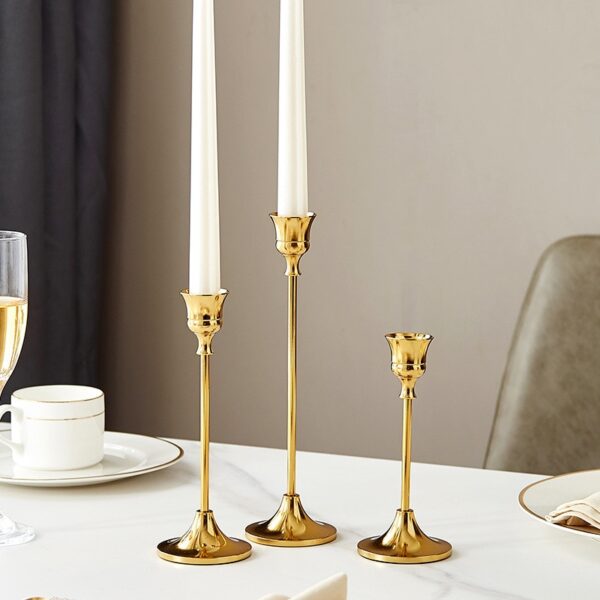 Retro Bronze Candle Holders Wedding Party Vintage Metal