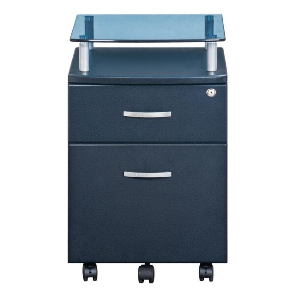 Rolling File Cabinet with Glass Top, Graphite - Image 6