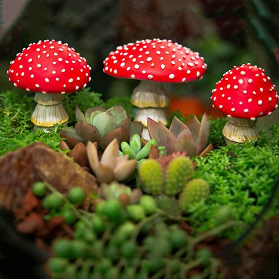 3PCS Fairy Garden Miniatures Mini Mushroom - Image 3