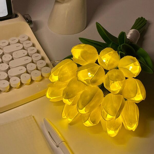 Tulips Artificial Flowers LED Night Light Interior Decoration Bouquet Lamp Simulation Tulip Table Lamp Bedside Atmosphere Light - Image 7