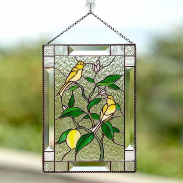 Creative Hummingbird Bird Pendant Stained Birds Glass Window Hangings Decor Wall Hanging Colored Birds Room Accessories - Image 6