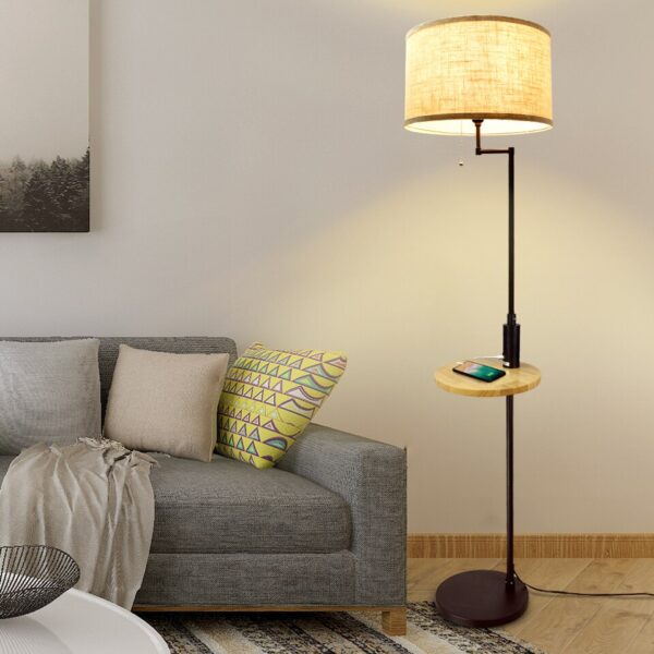Depuley Nordic Vertical Gold USB Charging Floor Lamp Pole Floor Light Drum Shade - Image 5