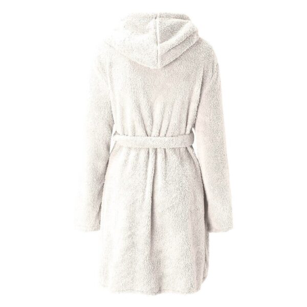 Women Winter Plush Thermal Long Bath Robe Lengthened Shawl Hooded Bathrobe Warm Kimono - Image 2