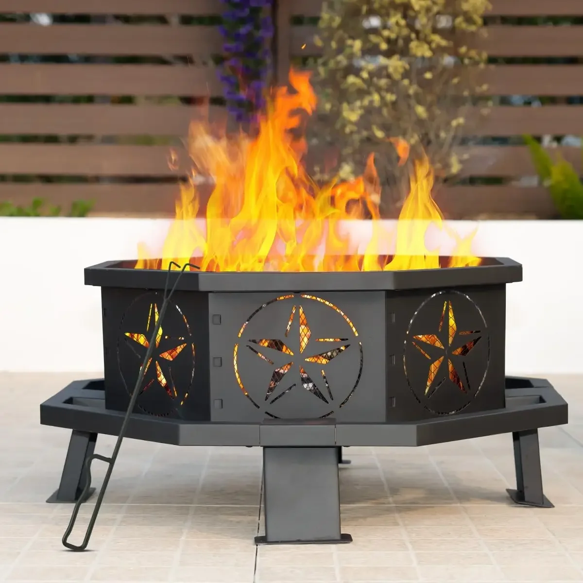 35 Inch Octagonal Wood Burning Fire Pit - Image 7