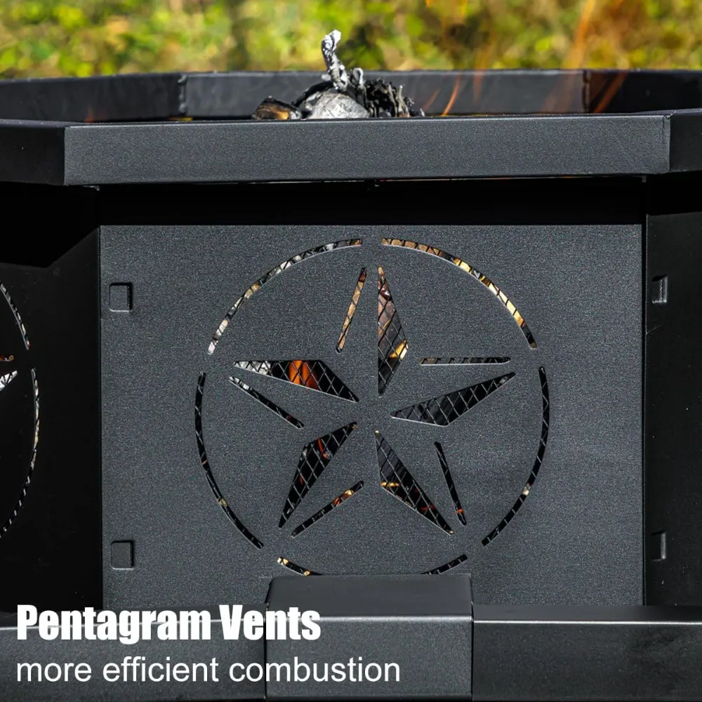 35 Inch Octagonal Wood Burning Fire Pit - Image 11