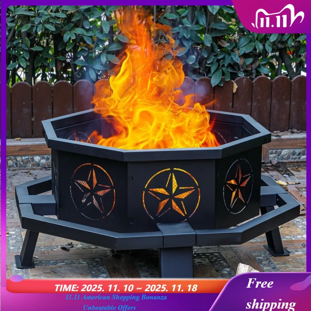 35 Inch Octagonal Wood Burning Fire Pit - Image 2