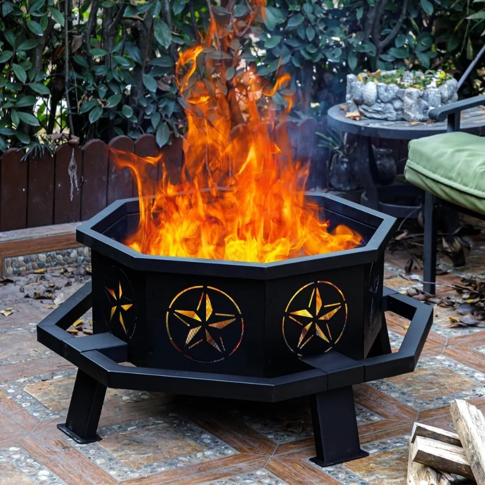 35 Inch Octagonal Wood Burning Fire Pit - Image 9